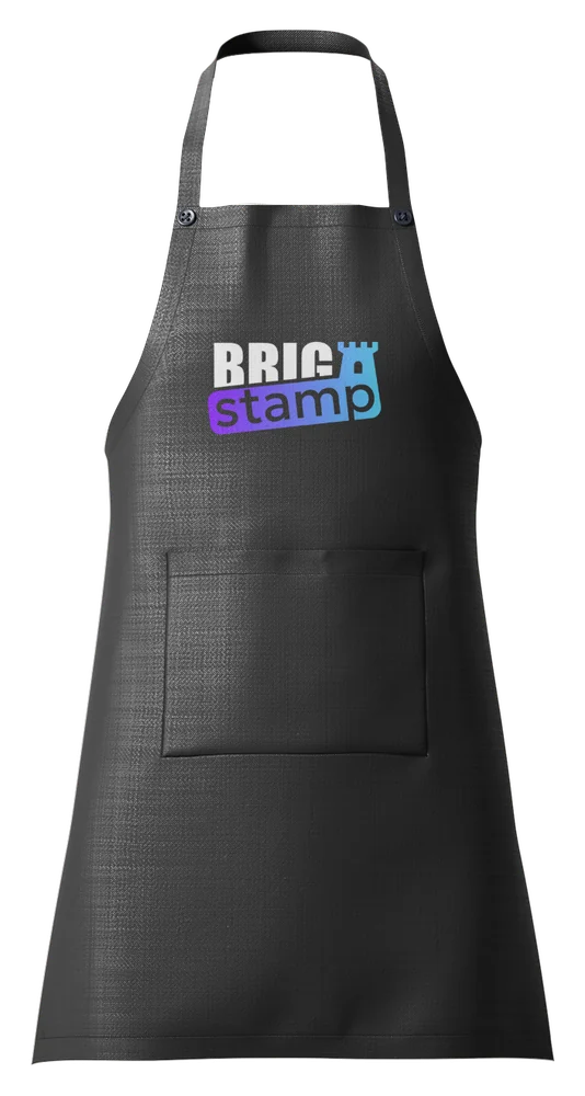 Avental preto estampado com o logótipo da Brig Stamp