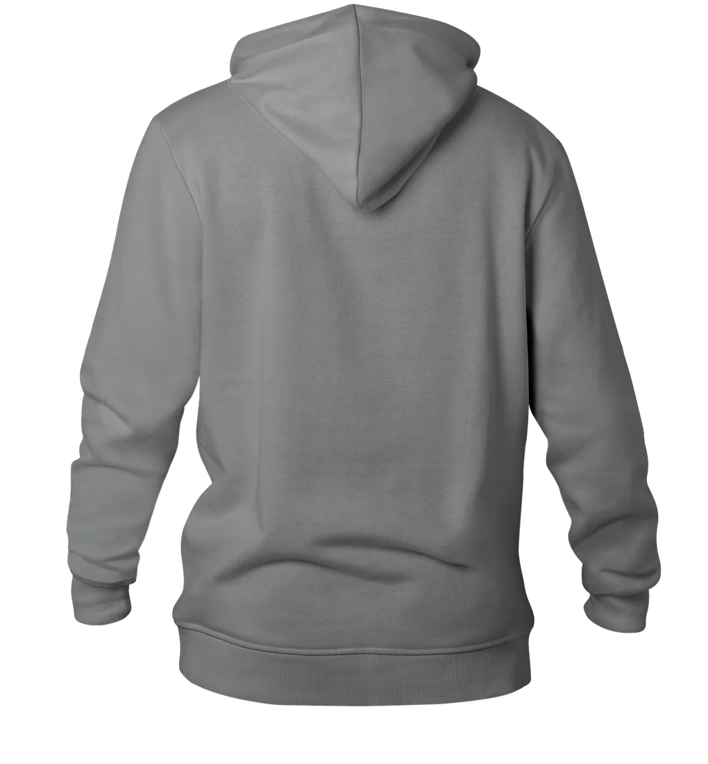 Hoodie cinzento liso, vista de costas
