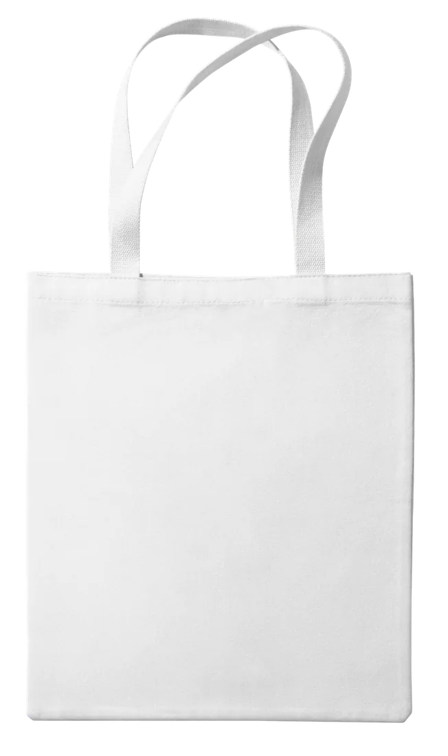 Saco de algodão branco liso, vista de costas