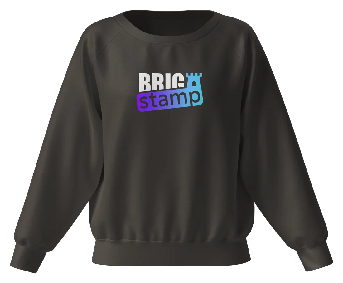 Sweat sem capuz preta, estampada com o logótipo da Brig Stamp