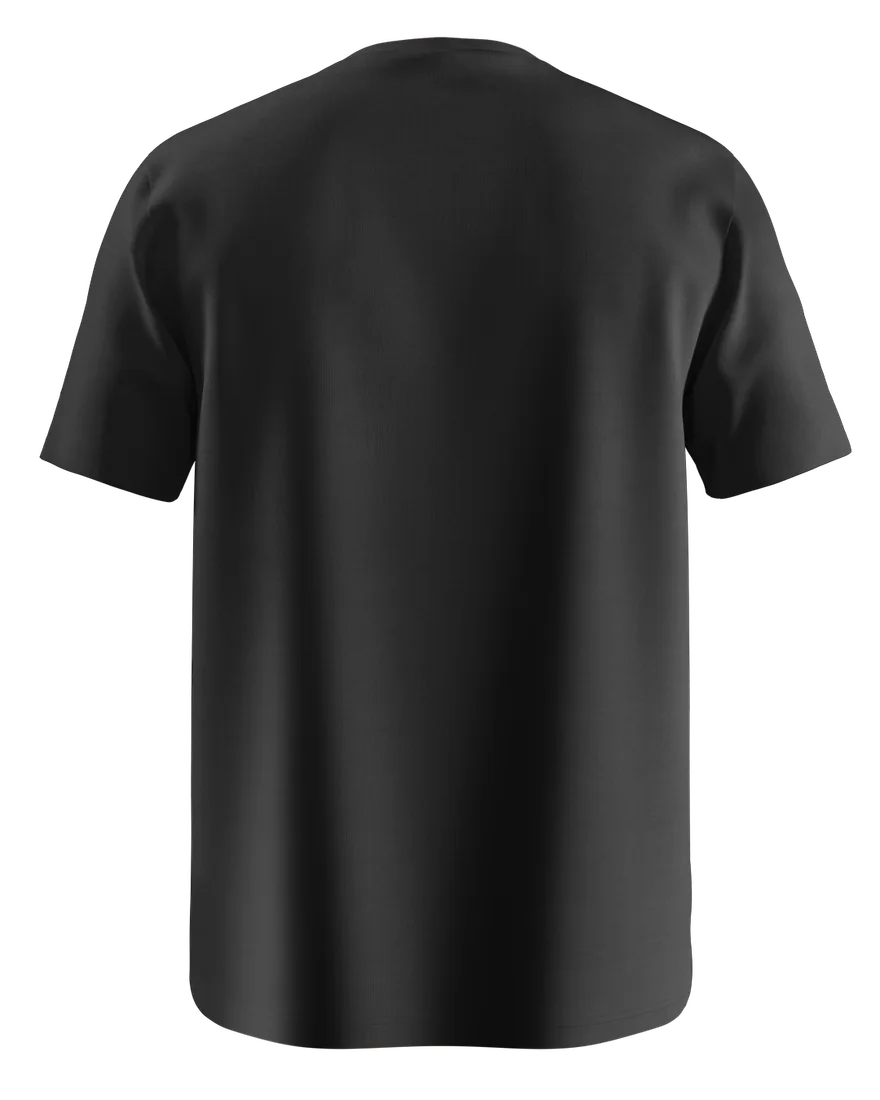 T-shirt preta lisa, vista de costas