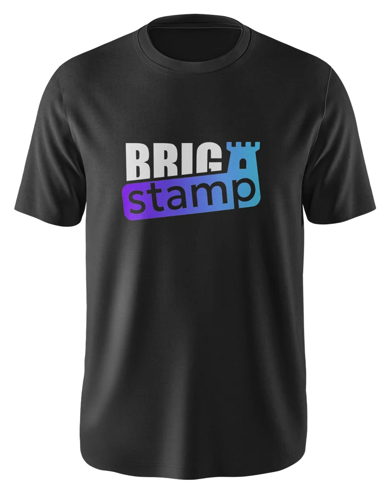 T-shirt preta estampada com o logótipo da Brig Stamp